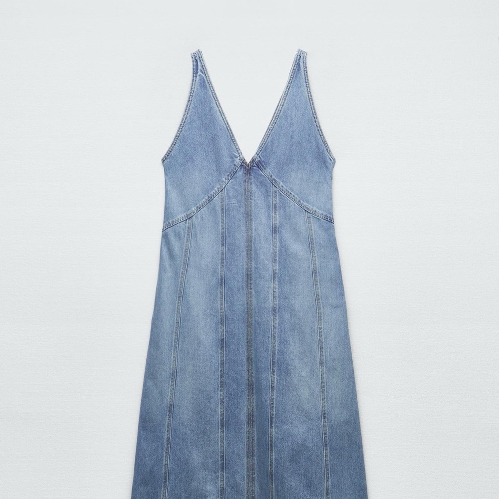 Zara Blue Denim Midi Dress
